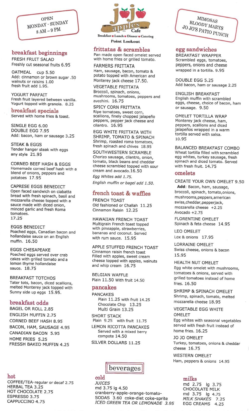 Breakfast Menu - Page 1